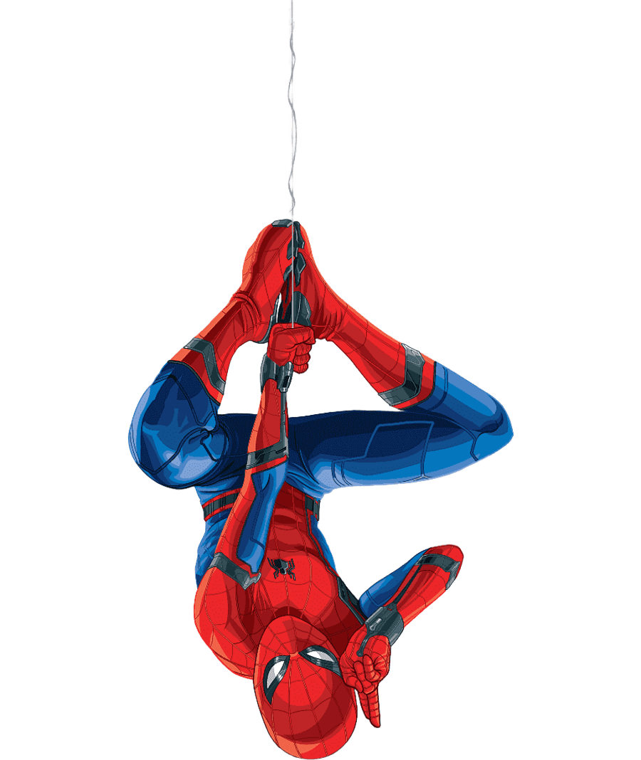 Spiderman colgado de cabeza